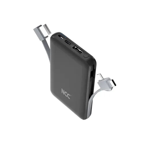 NCC BP03 5000mah Mini Compact Power Bank with Lightning Cable & USB-C Cable